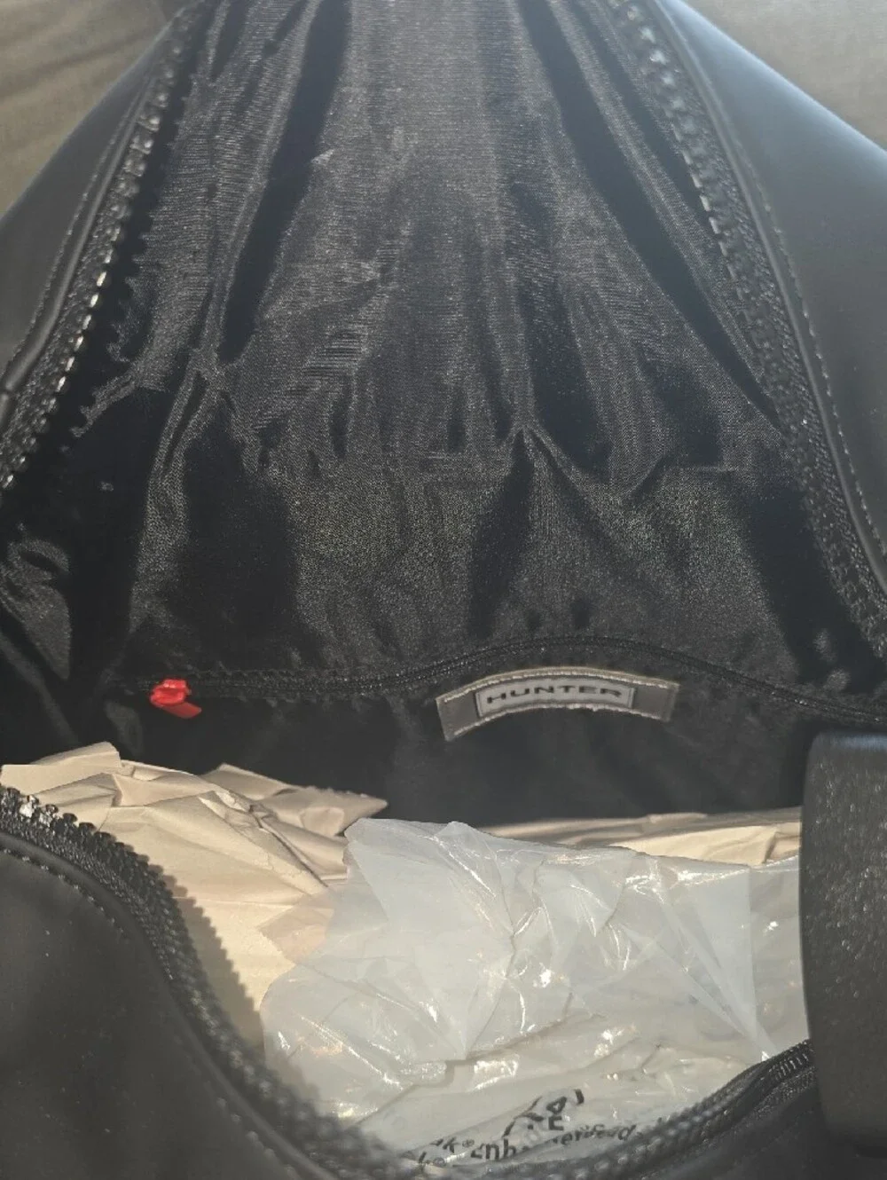 Hunter Black Backpack with Red Zipper Accent